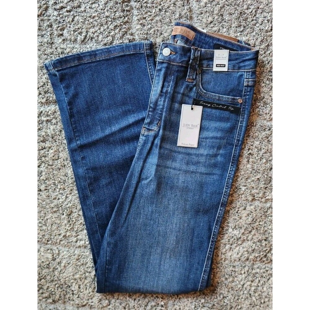 Judy Blue Jeans Womens 9/29 Blue High Waist Tummy Control Straight Fit